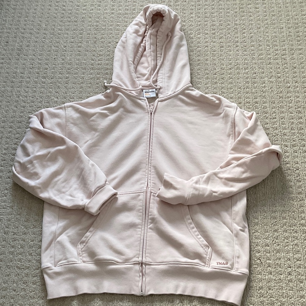 Aritzia TNA Soft Blush Hoodie sweatshirt size small boyfriend fit euc
